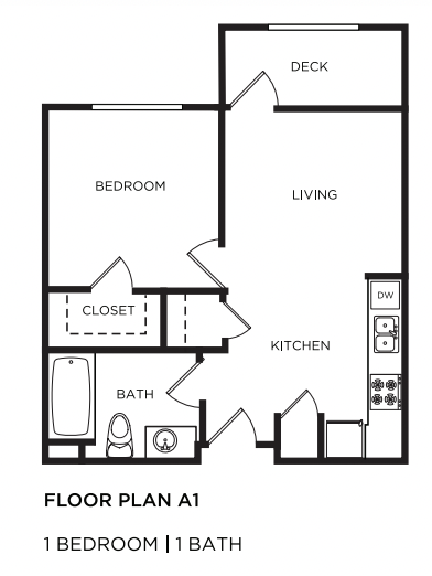 1 bed 1 bath Floor Plan A1 at Vintage at Anacapa Canyon, Camarillo, 93012